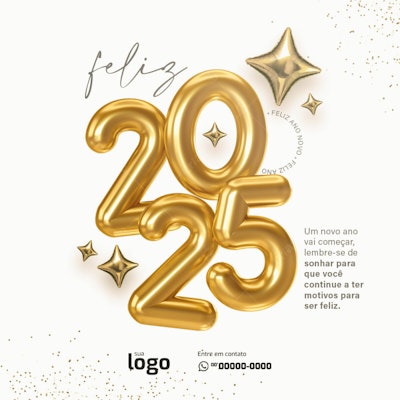Flyer Feliz Ano Novo 2025 PSD Editável