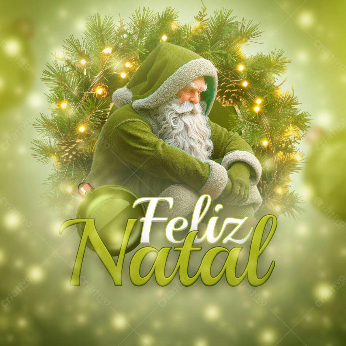 Feliz Natal: Imagem para Cartão PSD Editável