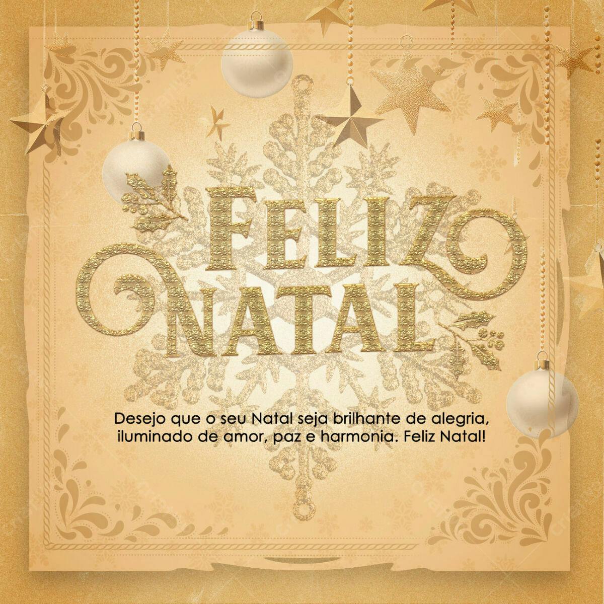 Cartão de Natal Dourado PSD Editável