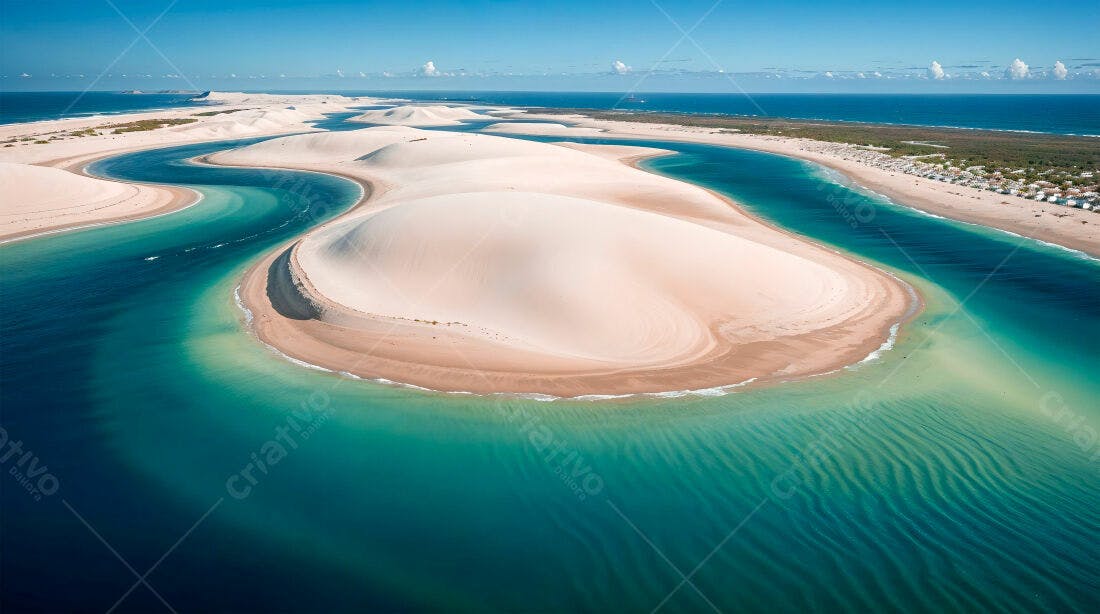 Praia paradisíaca dunas brancas e mar turquesa