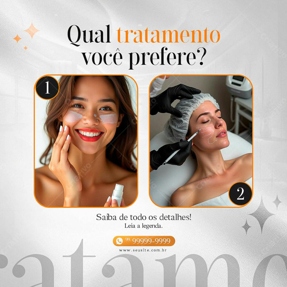 Qual Tratamento Você Prefere Clinica Estética Feed Psd Editável