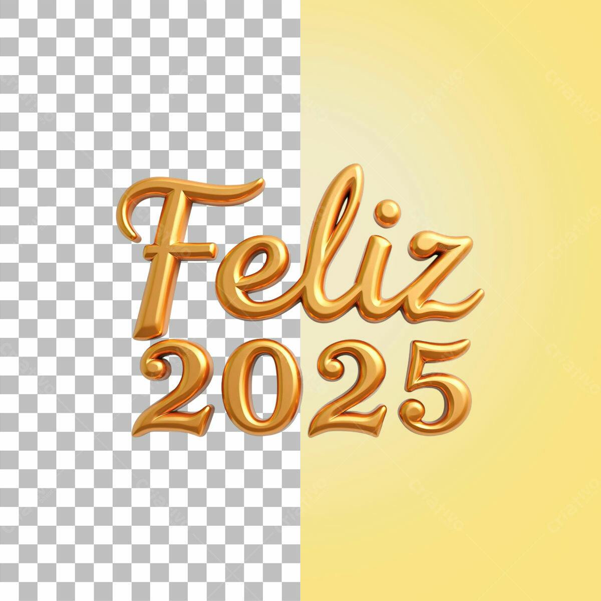 Feliz 2025 - Arte em 3D PSD Editável
