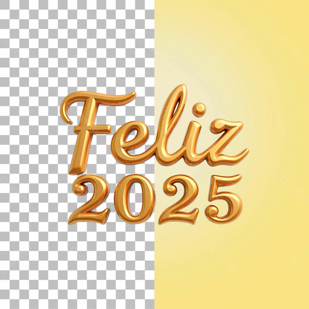 Feliz 2025 Dourado Psd Editável