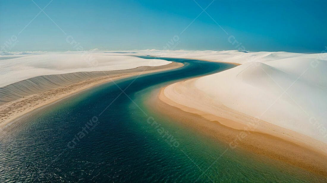 Paisagem desértica com rio azul turquesa