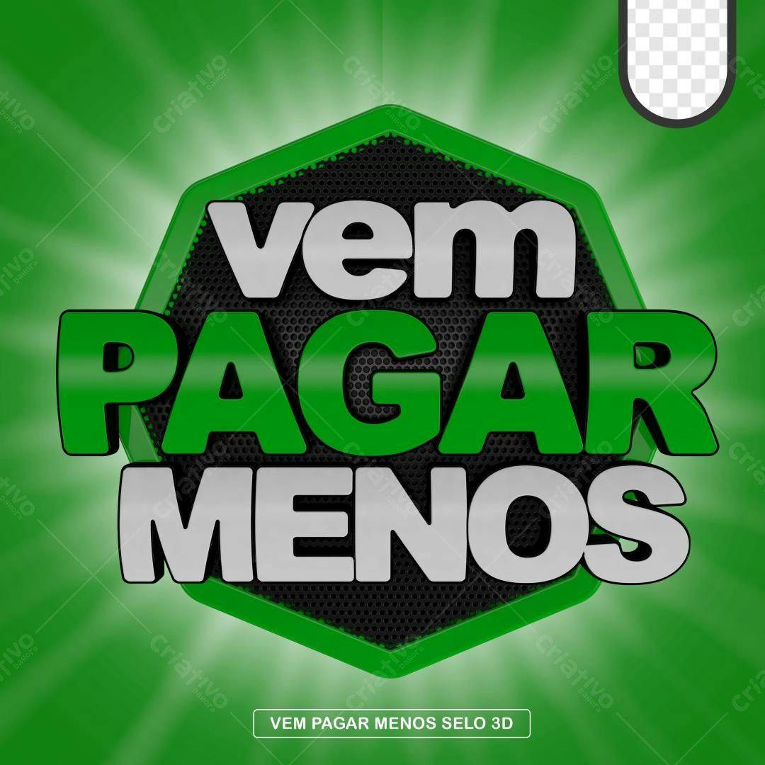 Selo 3D promocional verde e branco hexagonal