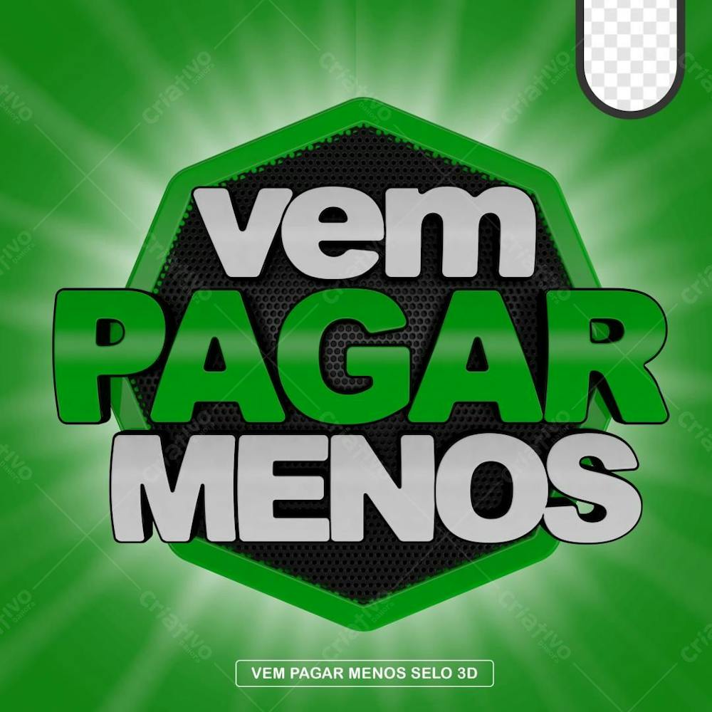 Vem Pagar Menos Verde Selo 3D