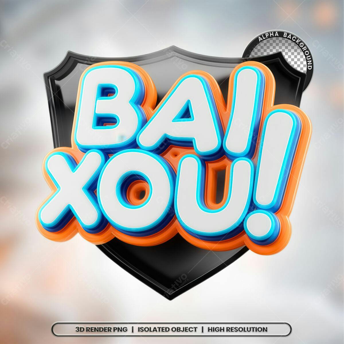 Design 3D "Bai Xou!" PSD Editável