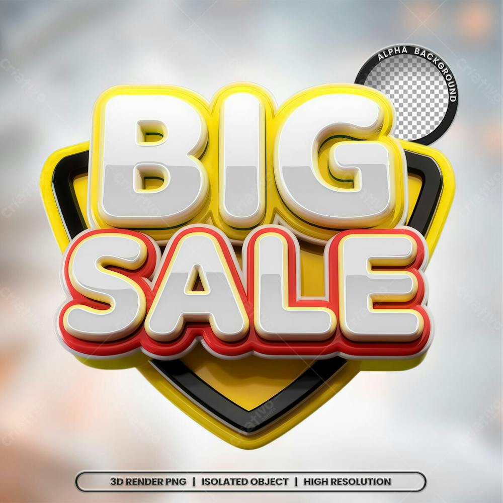 Selo 3D Render Big Sale Elemento Ícone Psd Png