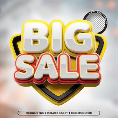 Selo 3D Render Big Sale Elemento Ícone Psd Png