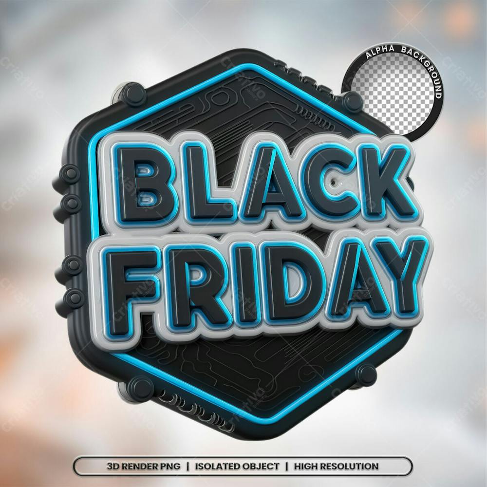 Selo 3D Render Black Friday Elemento Ícone Psd Png