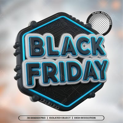 Selo 3D Render Black Friday Elemento Ícone Psd Png