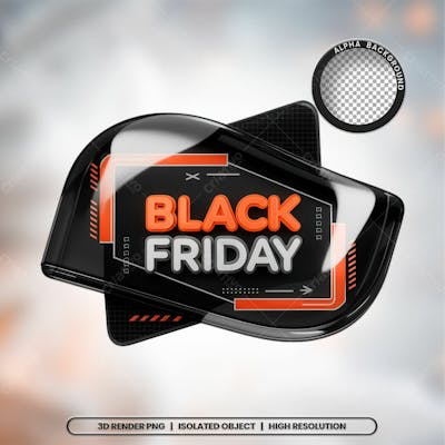 Selo 3D Render Black Friday Elemento Ícone Psd Png