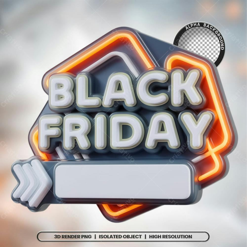 Selo 3D Render Black Friday Elemento Ícone Psd Png