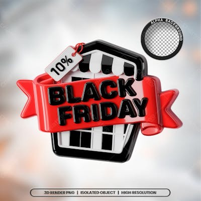 Selo 3D Render Black Friday Elemento Ícone Psd Png