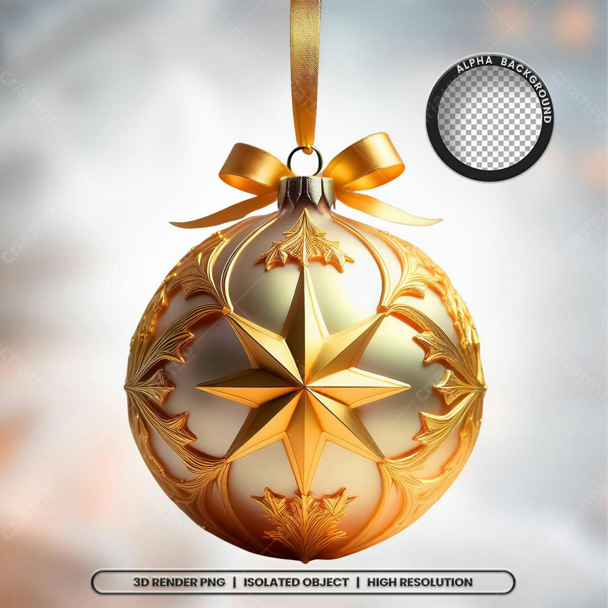 Enfeite de Natal Dourado PSD Editável