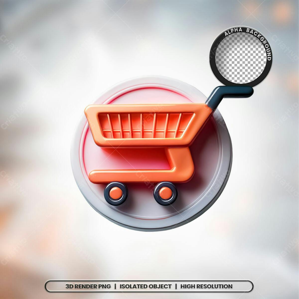 Ícone Carrinho de Compras 3D PSD Editável