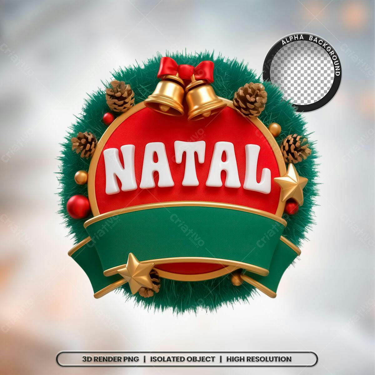 Enfeite de Natal 3D PSD Editável