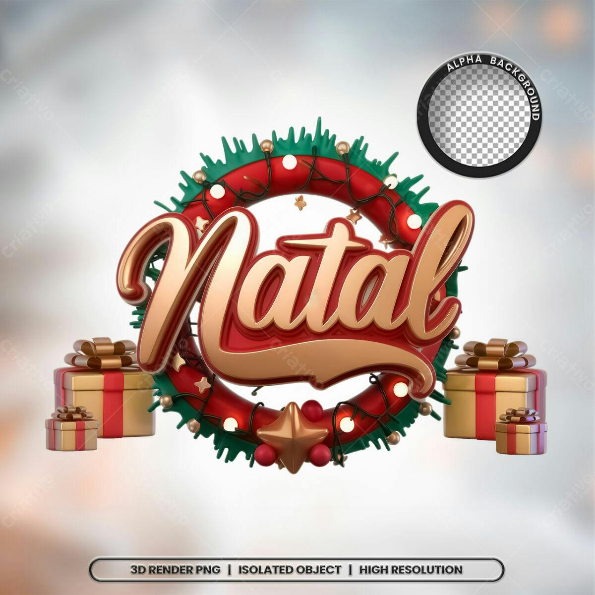 Arte Natalina 3D para Convites PSD Editável