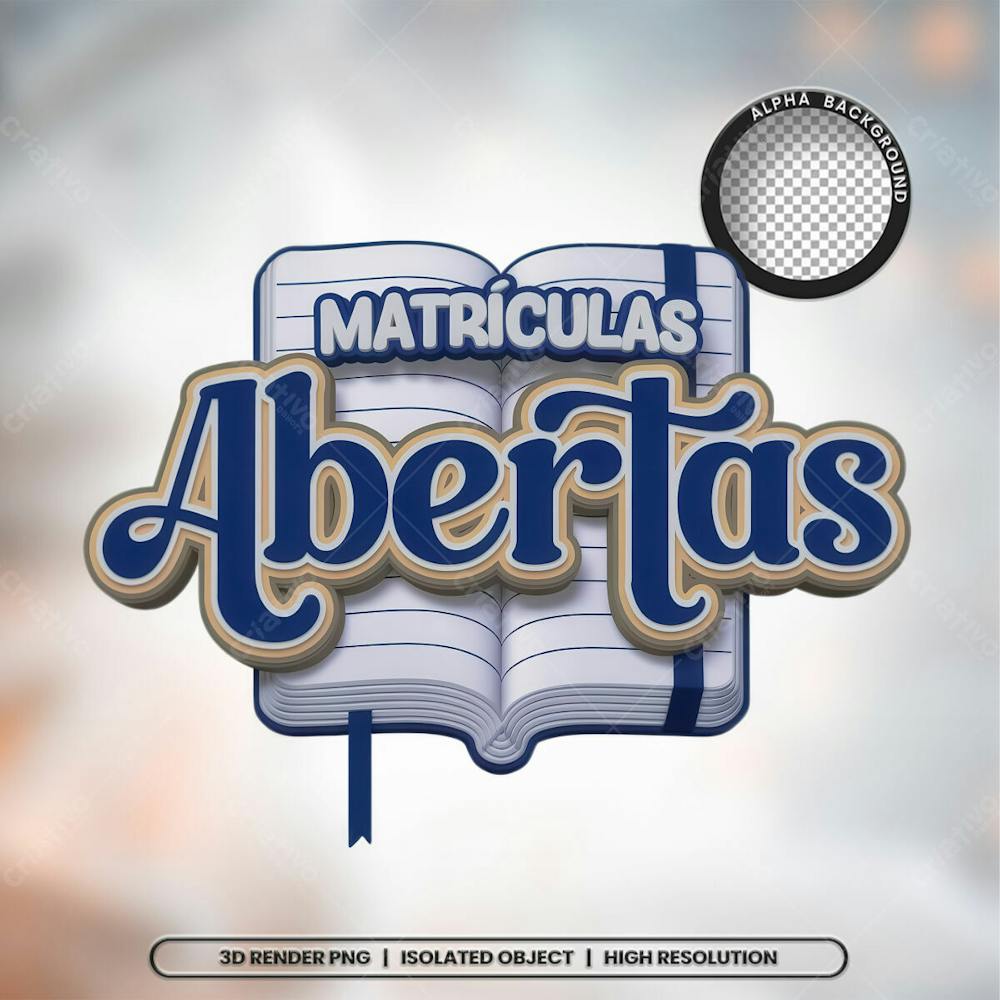 Selo 3D Render Matrículas Abertas Escola Elemento Ícone Psd Png