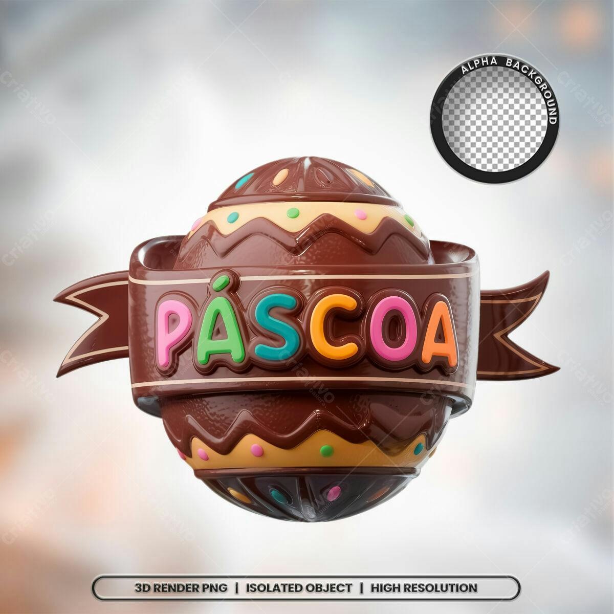 Ovo de Páscoa 3D PSD Editável