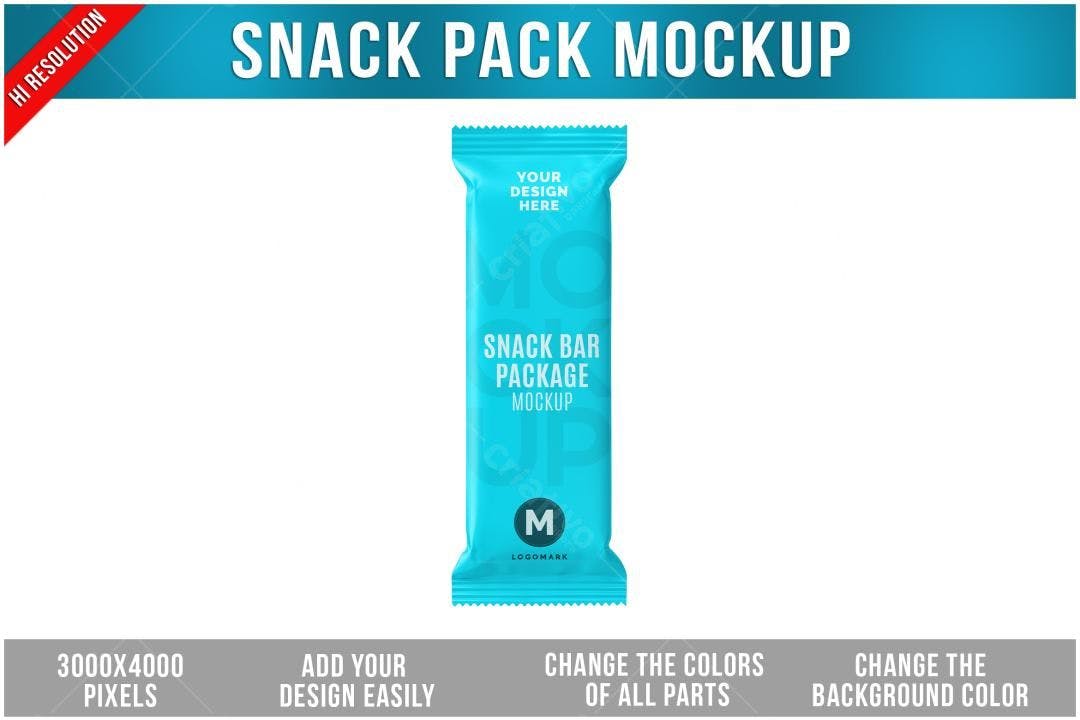 Mockup Realista de Embalagem para Barra de Cereal