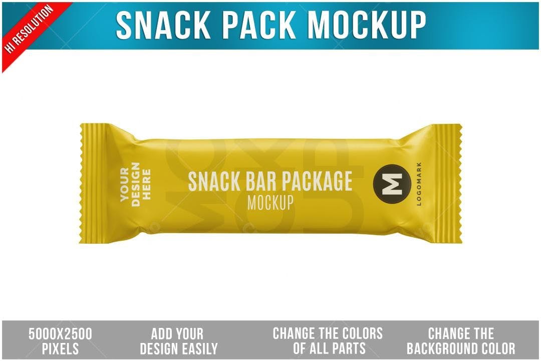 Mockup Embalagem Barra de Cereal Amarela