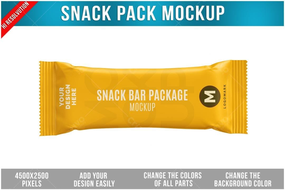 Mockup Embalagem Barra de Cereal Amarela