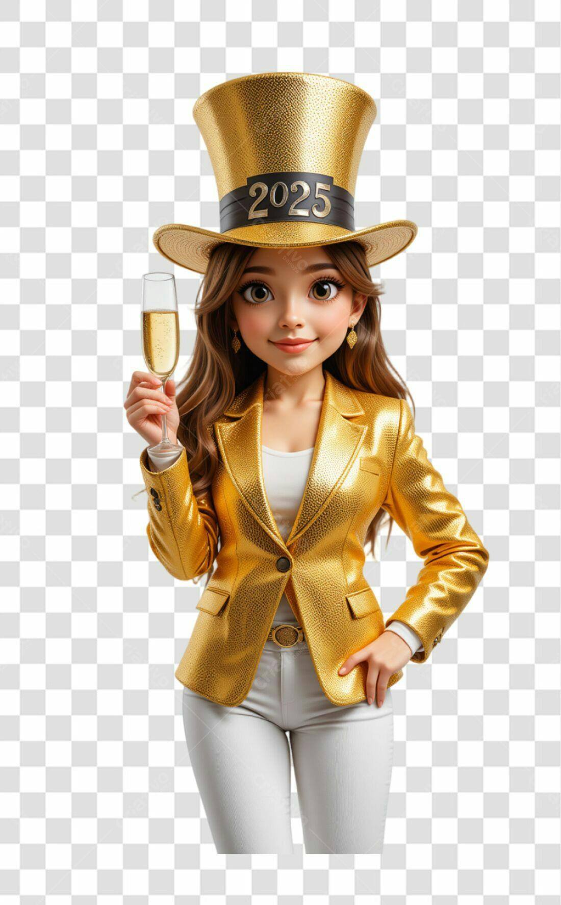 Icone Ano Novo 2025 PNG com fundo transparente