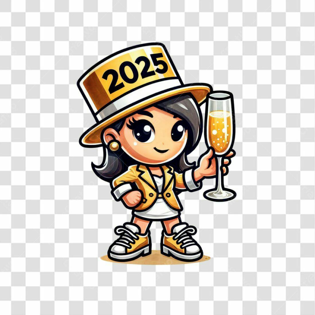 Icone Ano Novo 2025 PNG com fundo transparente
