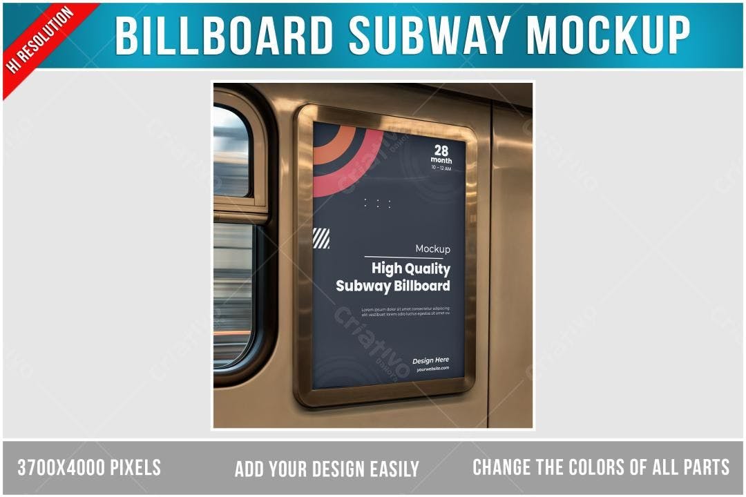 Mockup Realista de Anúncio em Metrô