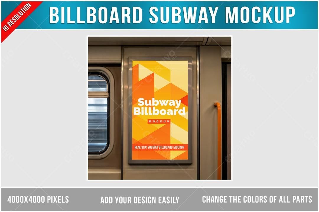 Mockup Realista de Outdoor em Metrô: Laranja e Amarelo