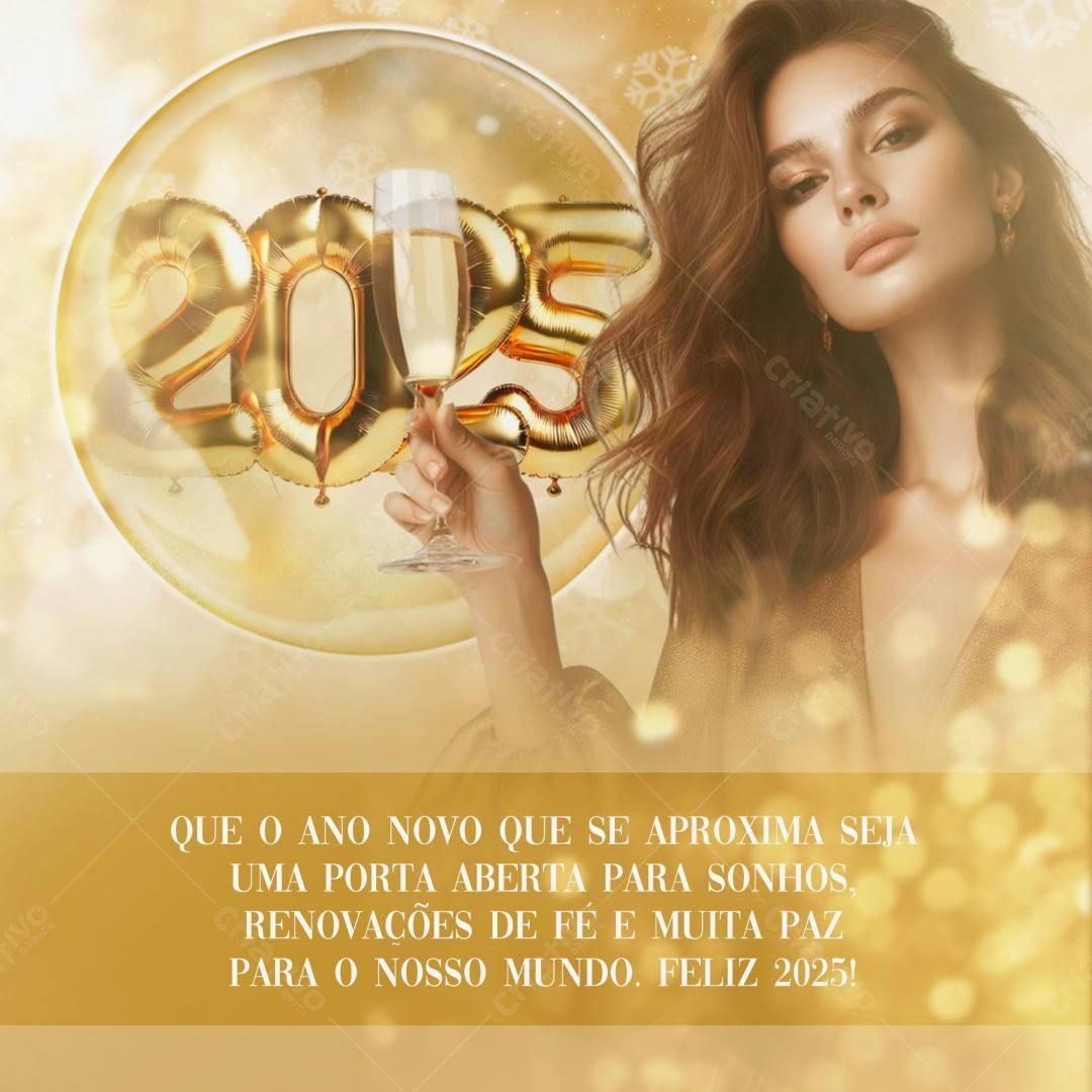 Postagem Feliz Ano Novo 2025 PSD Editável