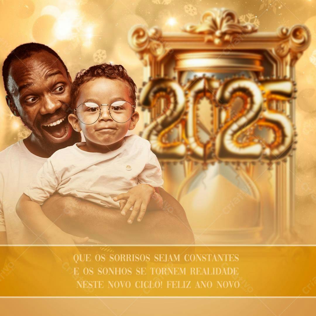Postagem Feliz Ano Novo Família PSD Editável