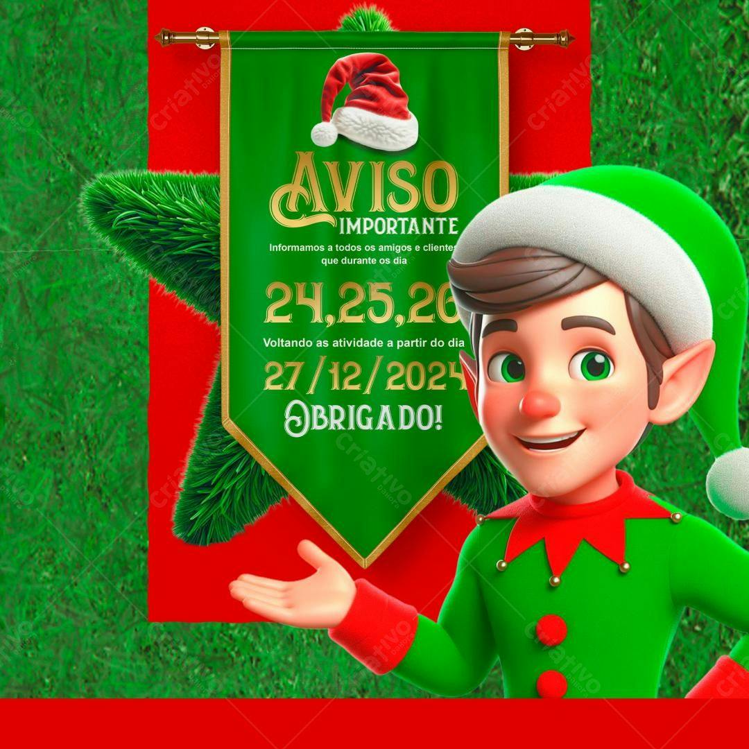 Aviso Natalino PSD Editável