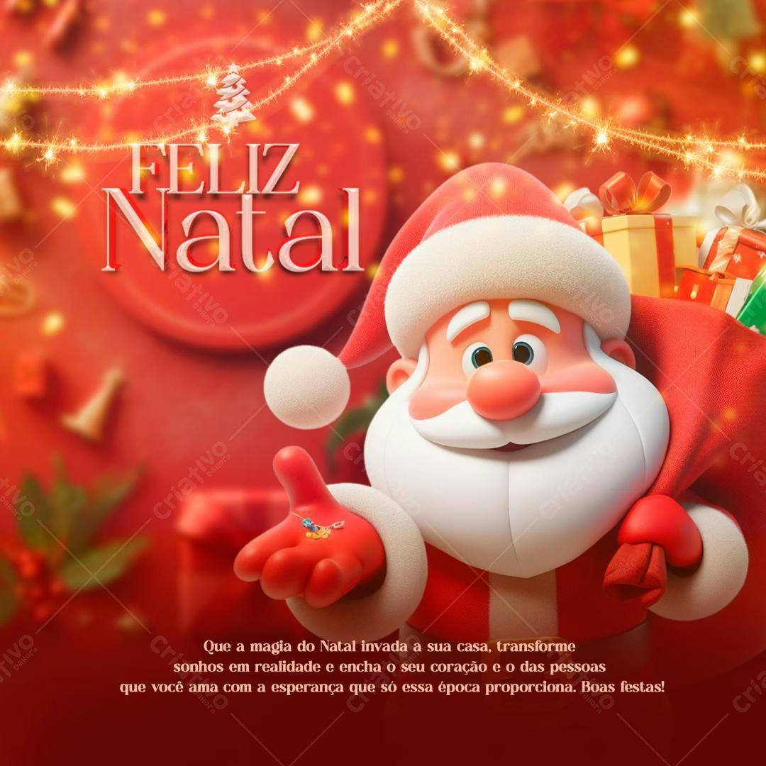 Postagem Natalina com Papai Noel PSD Editável