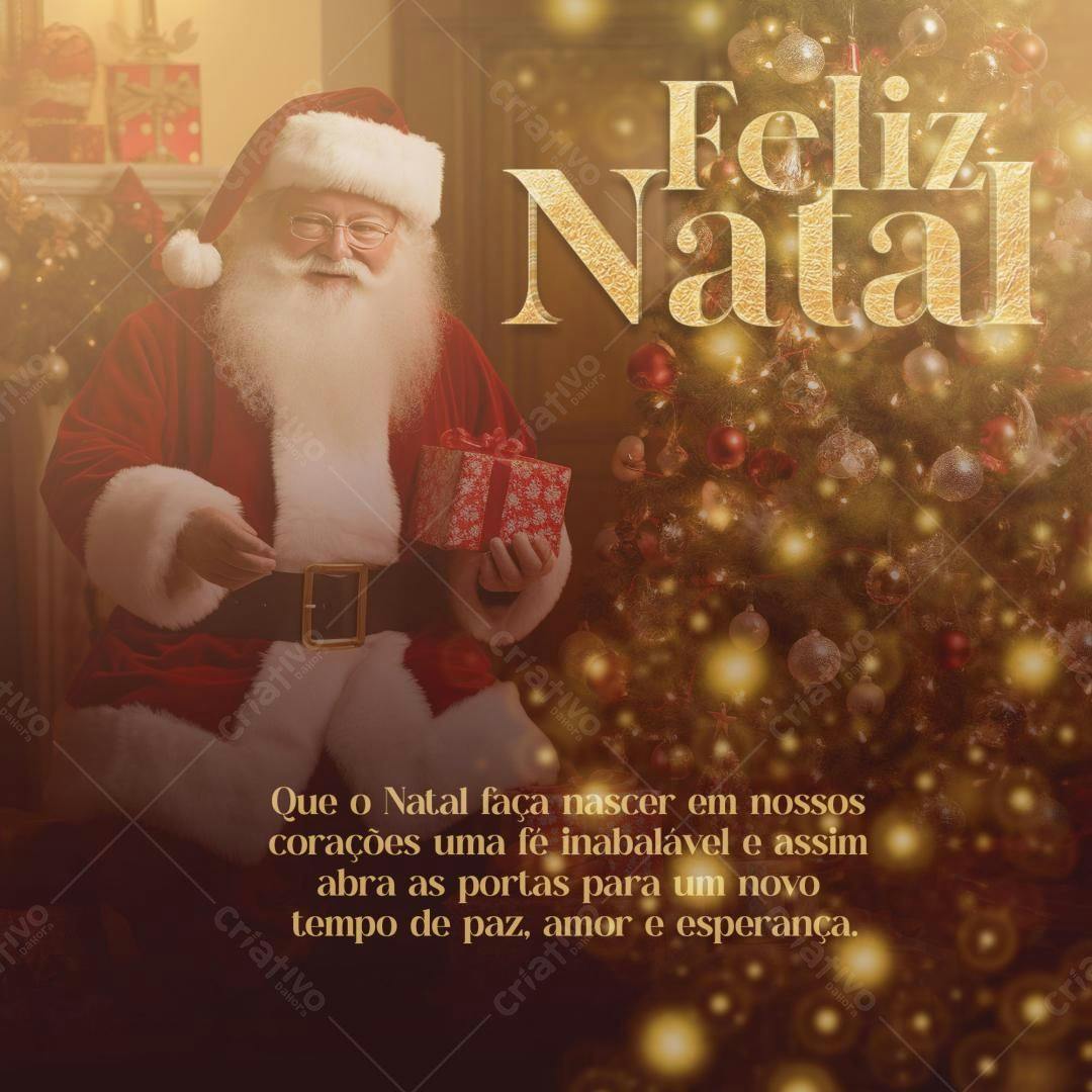 Postagem Natalina com Papai Noel PSD Editável