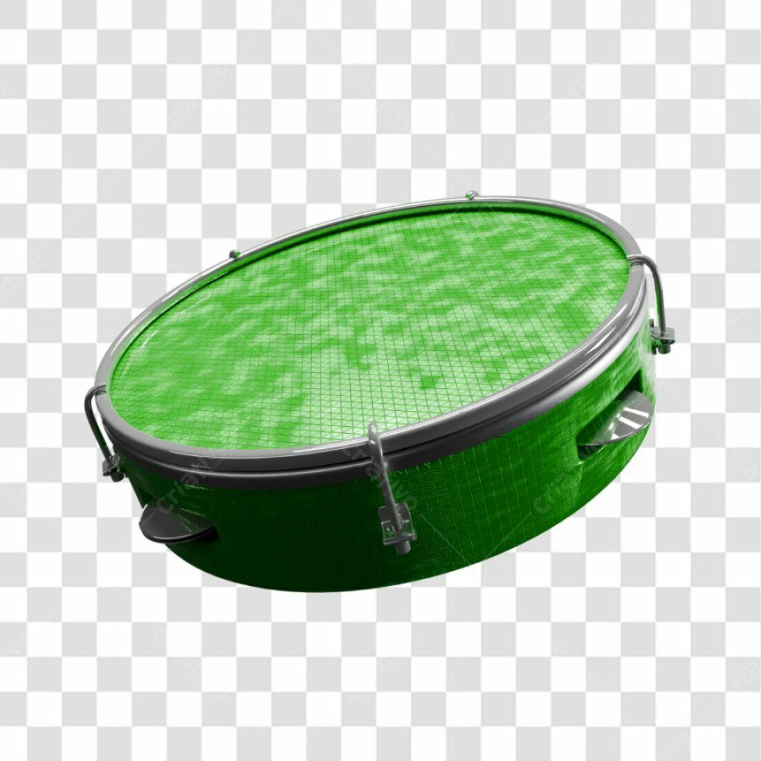 Icone Pandeiro Verde para Festa Junina PNG com fundo transparente