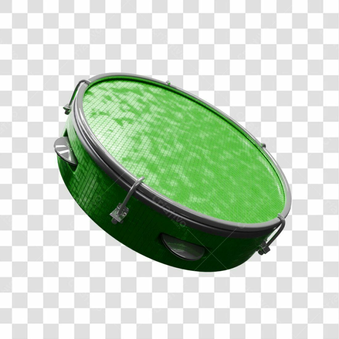 Icone Tamborim Verde PNG com fundo transparente