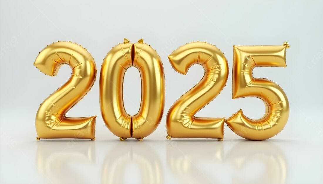 Balões dourados 2025 Ano Novo
