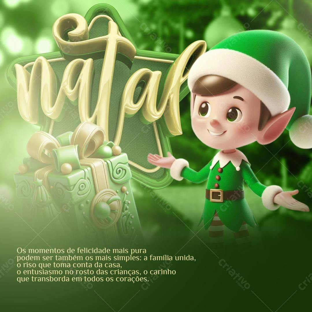 Postagem Natalina com Duende PSD Editável