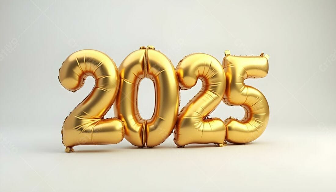 Balões dourados 2025 Ano Novo