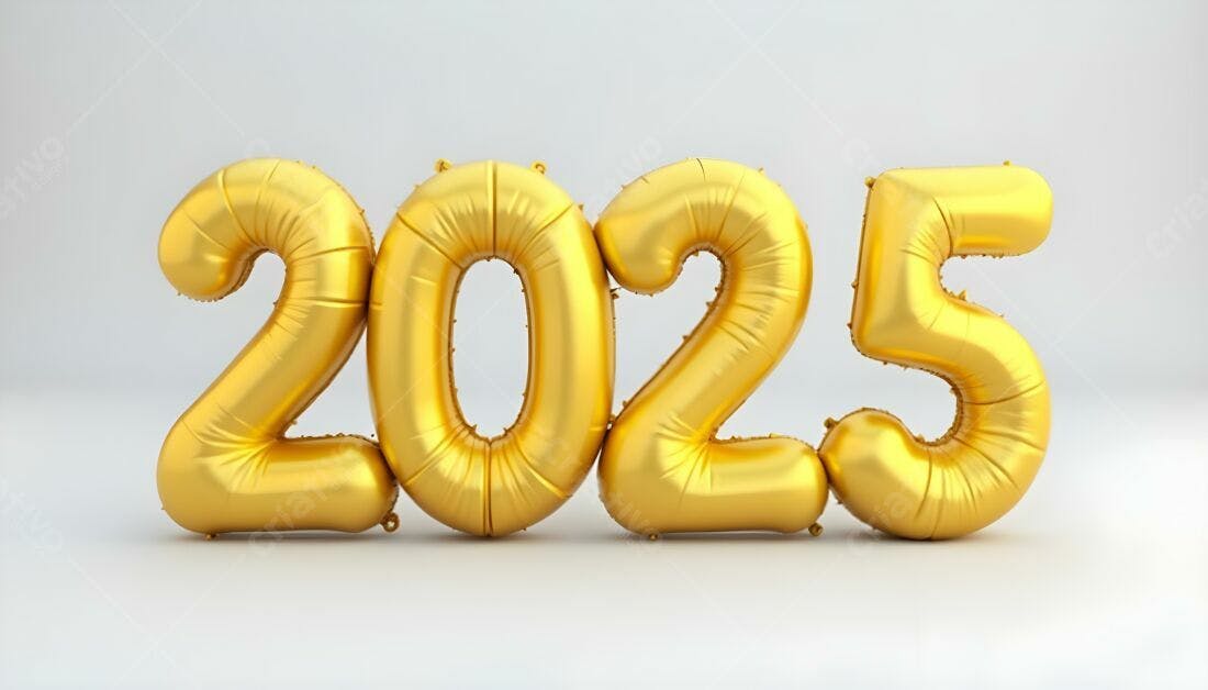 Balões dourados 2025 Ano Novo