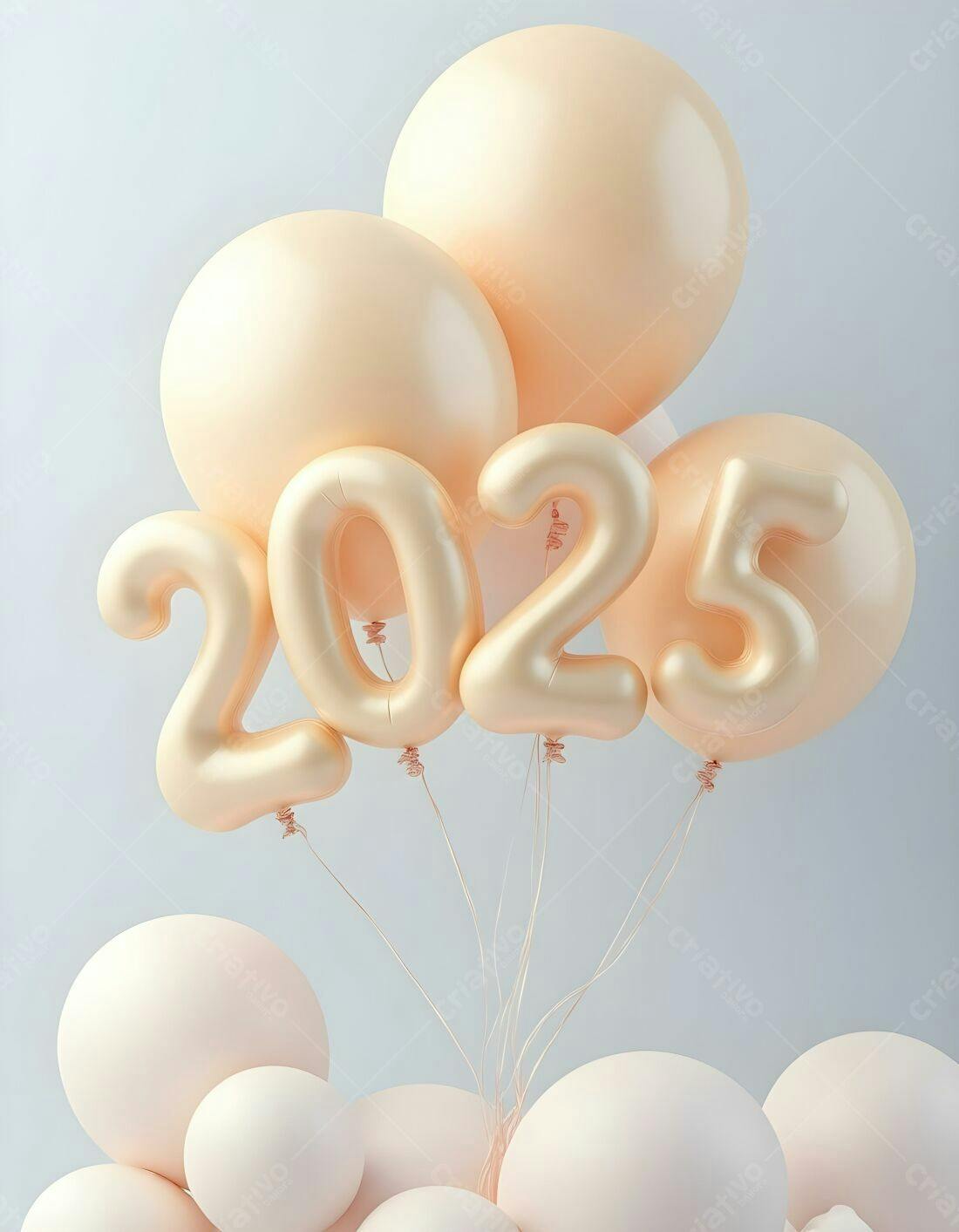 Balões 2025 em tons pastel