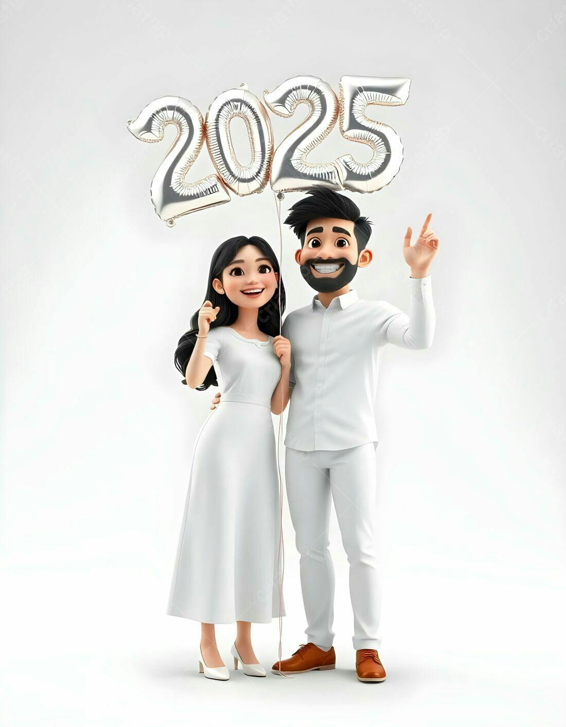 Casal animado celebrando 2025