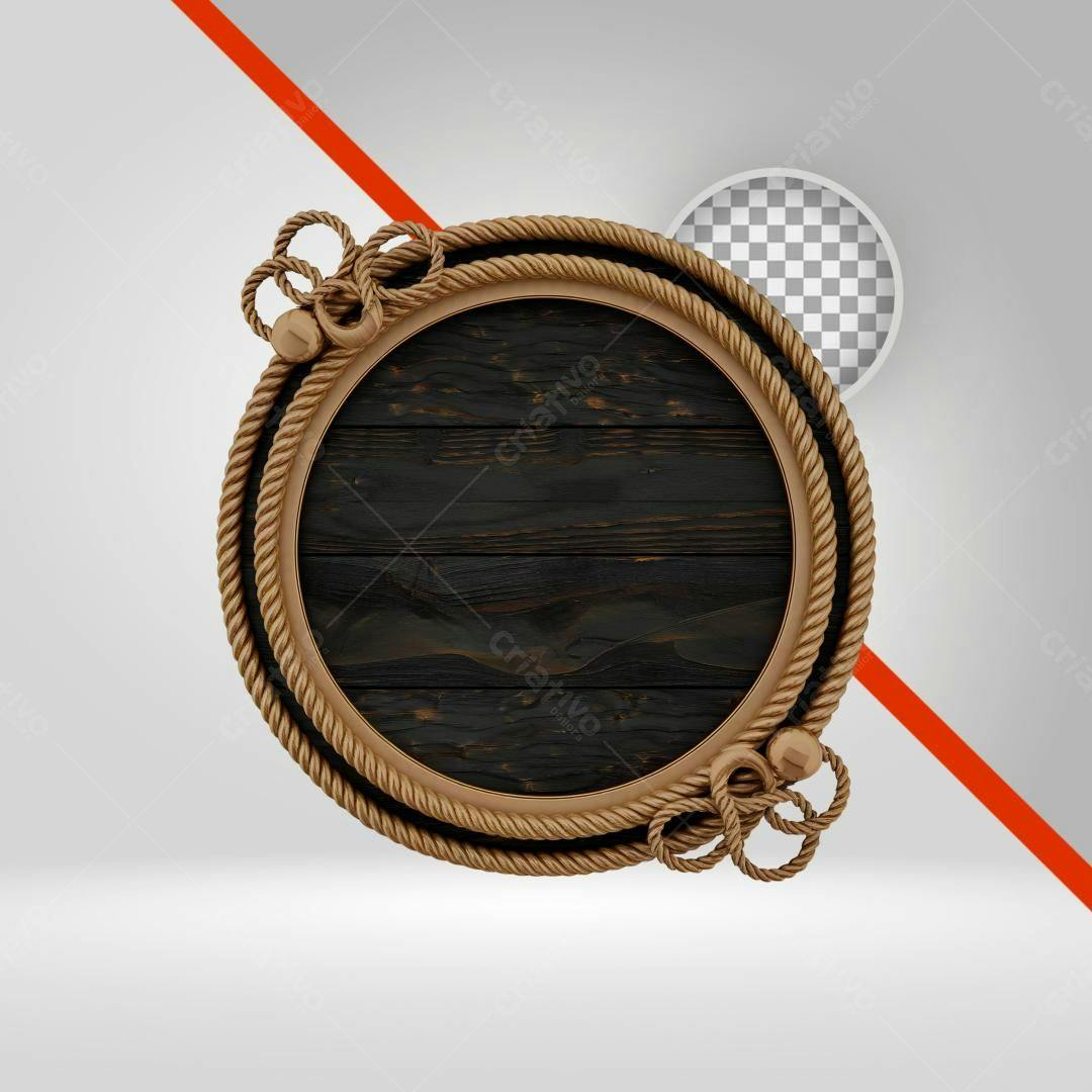 Selo Náutico Madeira e Corda PNG com fundo transparente