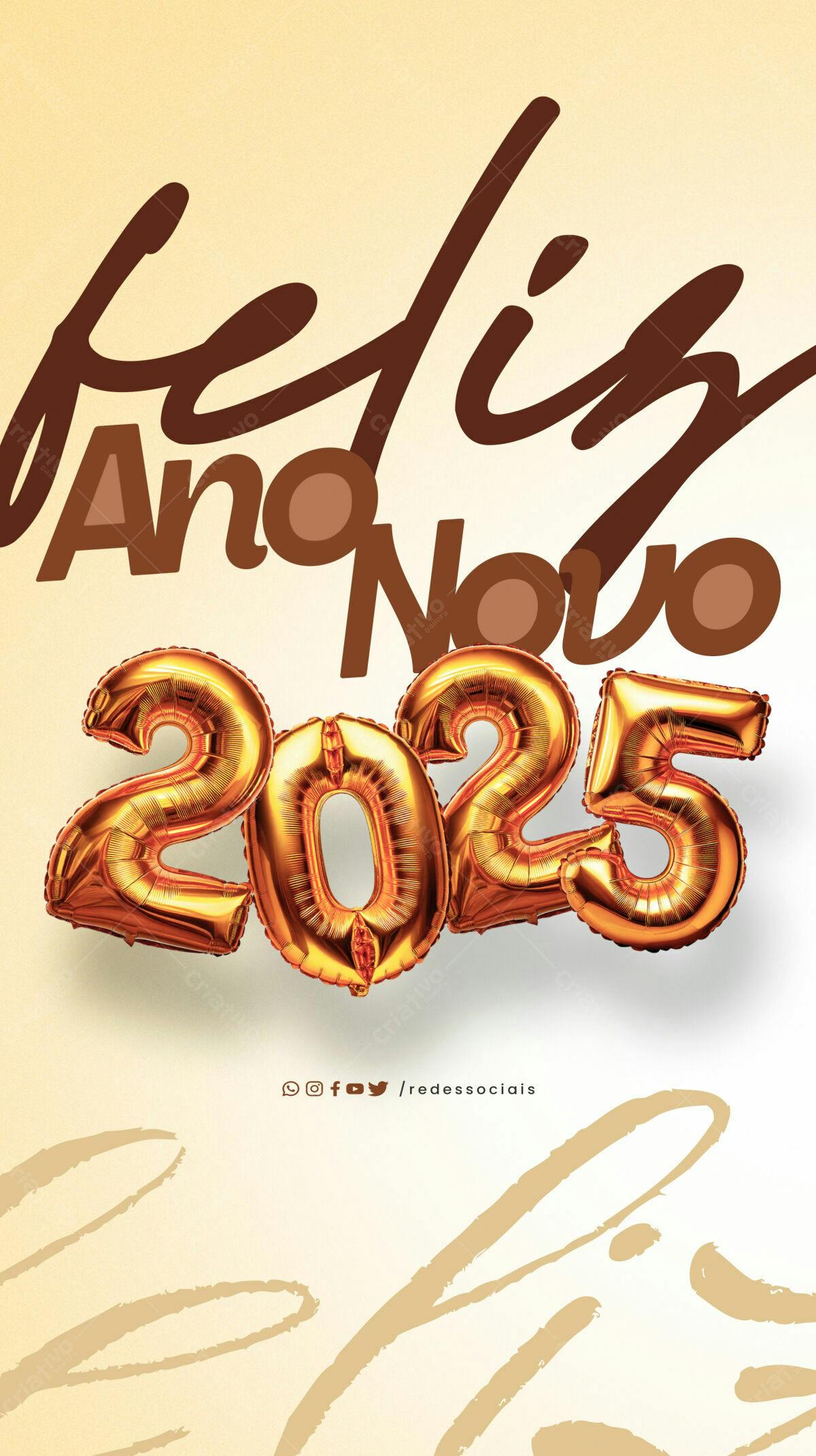 Flyer Feliz Ano Novo 2025 PSD Editável