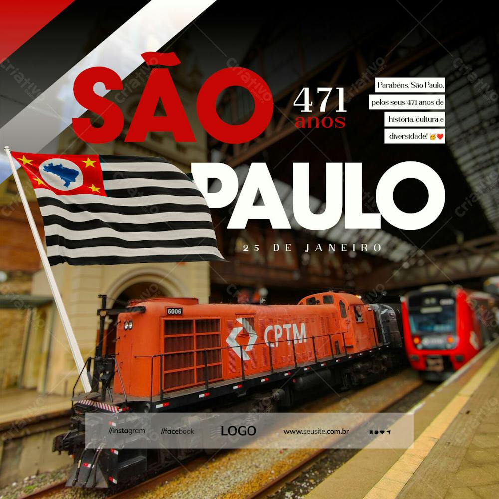 Aniversário Cidade São Paulo 471 Anos 25 De Janeiro Psd Editável