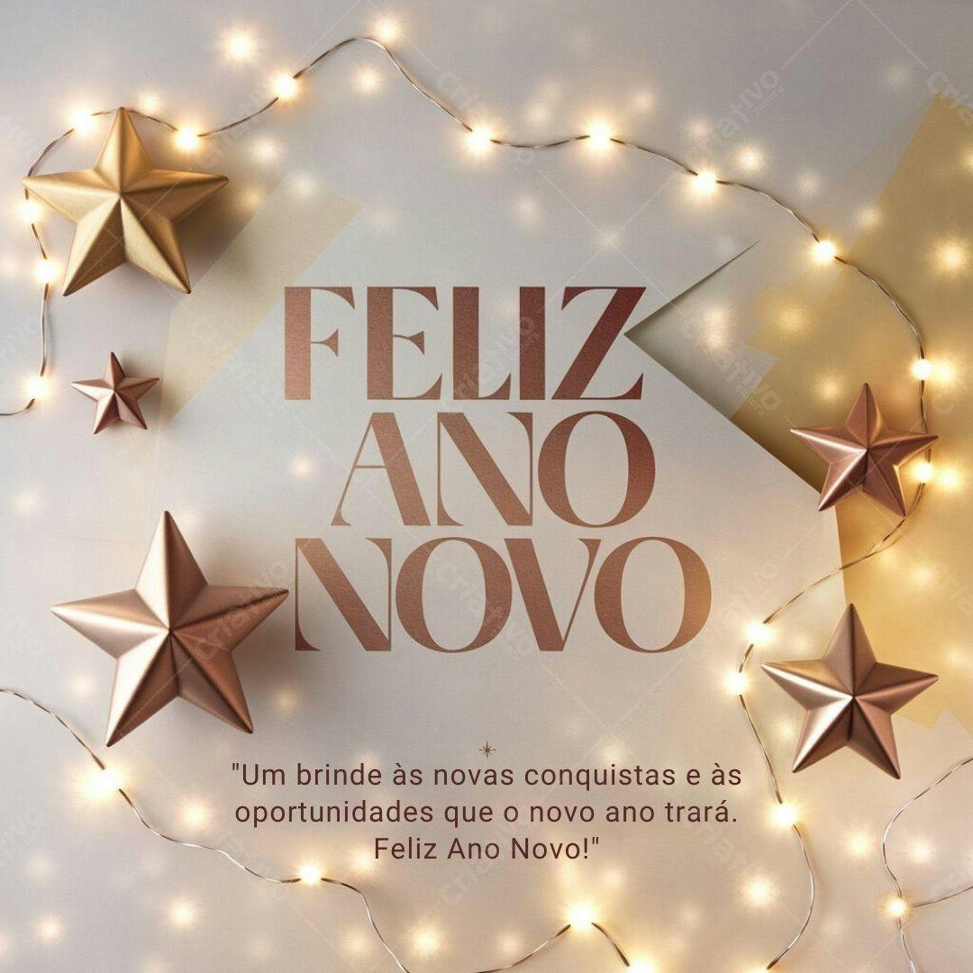 Feliz Ano Novo dourado e branco