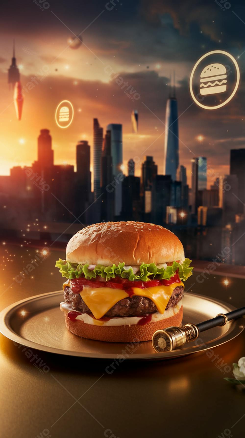 Hamburguer background estilo Marvel Doutor Estranho IA