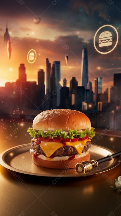 Hamburguer background estilo Marvel Doutor Estranho IA